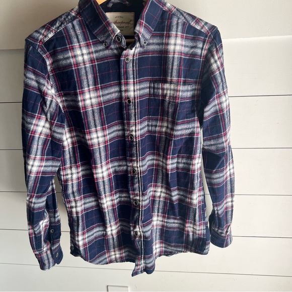 Weatherproof Men's Navy Blue and Red Plaid Flannel Shirt Size Small - Picture 1 of 8